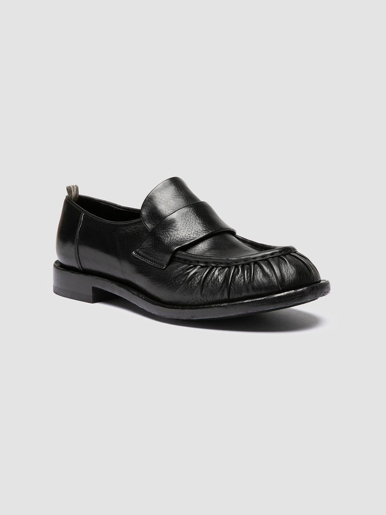 RUGGED 009 - Black Leather Penny Loafers
