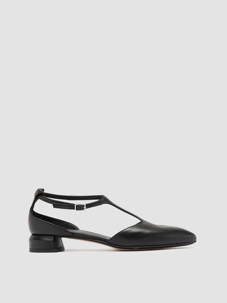 SAGE 103 Nero - Black Leather T-Bar Shoes