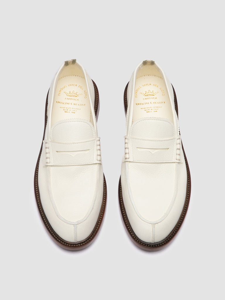 SAX 001 Bianco - White Leather Penny Loafers