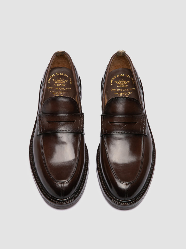SAX FLEXI 001 - Dark Brown Leather Penny Loafers-hover