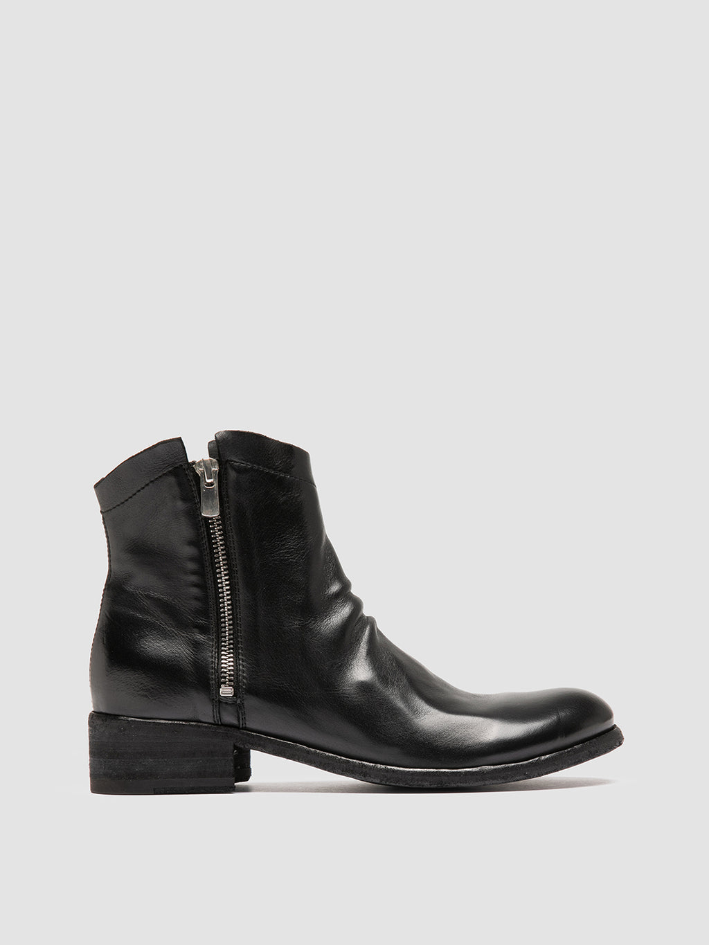 SHANTEL 004 - Black Leather Zipped Boots