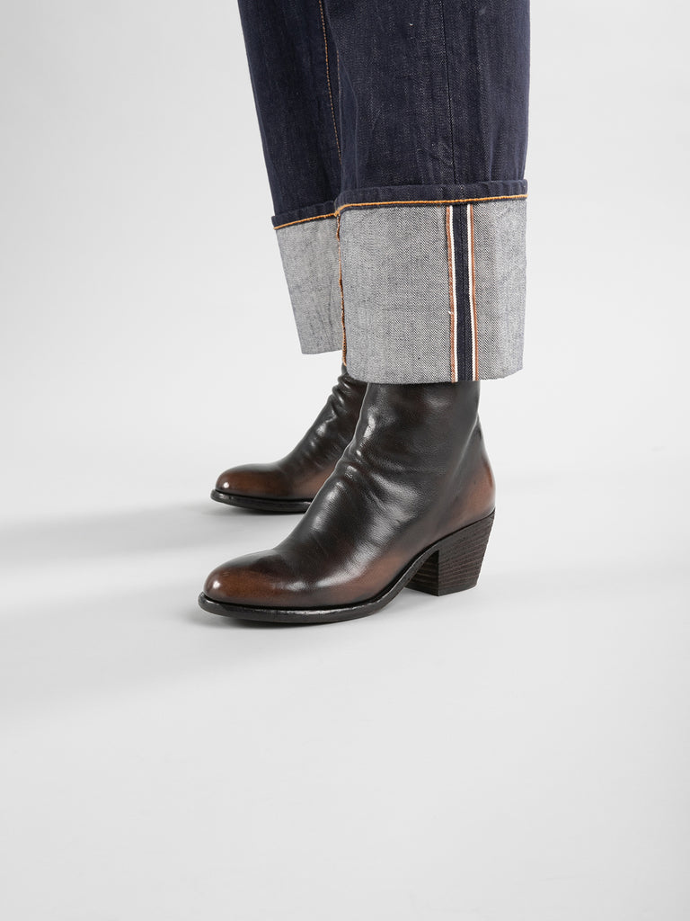 SHERRY 003 Caffe/Supernero - Brown Leather Ankle Boots