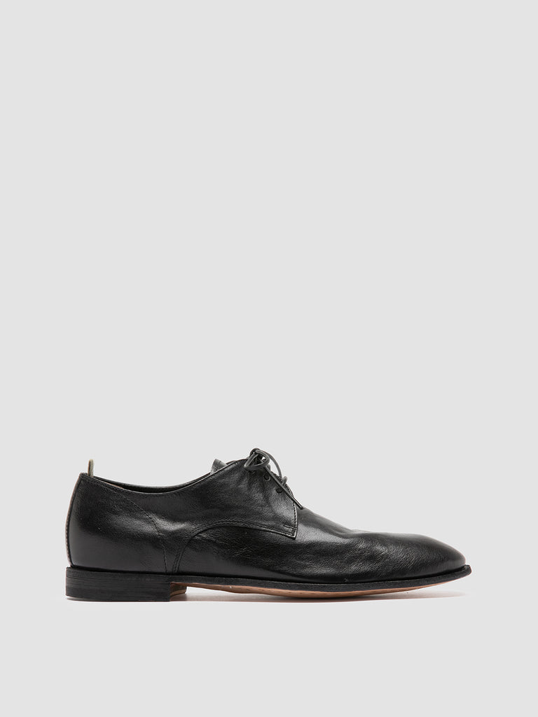 SOLITUDE 002 Nero - Black Leather Derby Shoes
