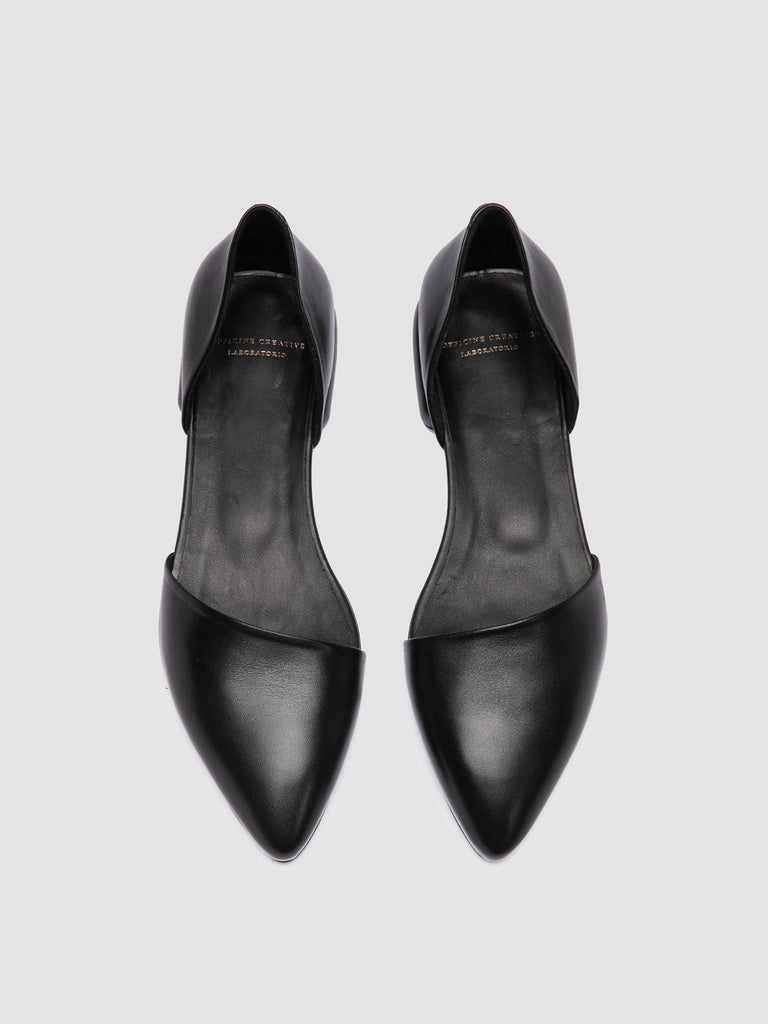 SUE 002 - Black Leather Ballerina Shoes