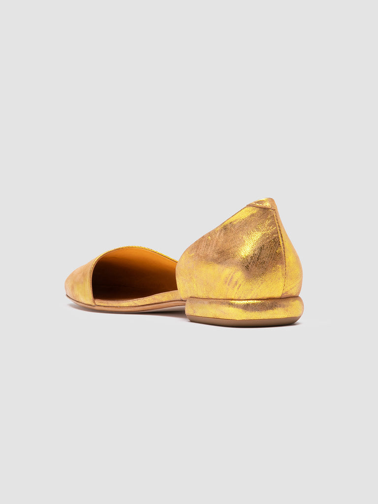 SUE 002 - Gold Leather Ballerina Shoes