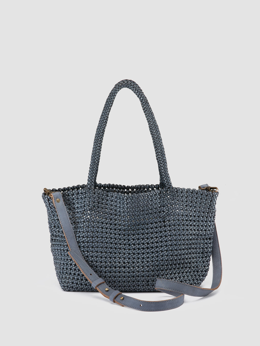 SUSAN 09 - Blue Woven Leather Shoulder Bag