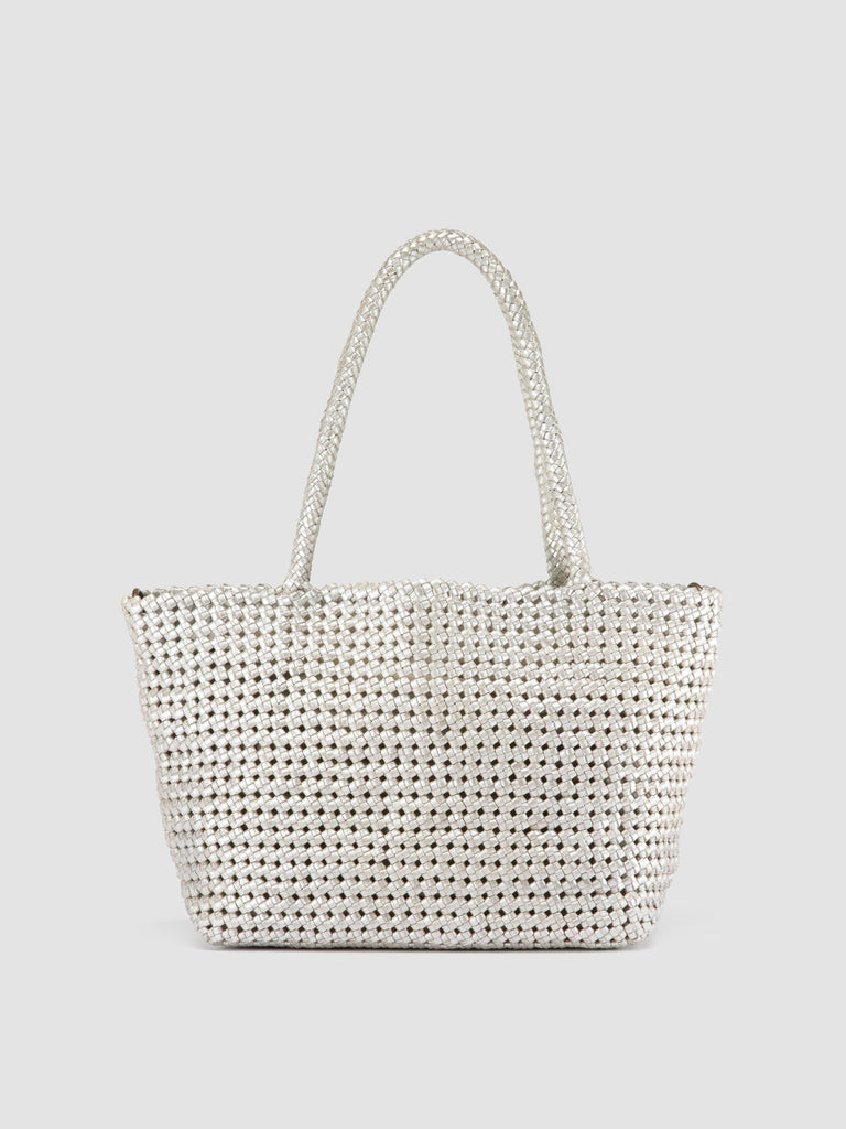 SUSAN 009 - Silver Woven Leather Shoulder Bag