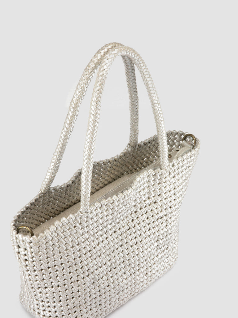 SUSAN 009 - Silver Woven Leather Shoulder Bag