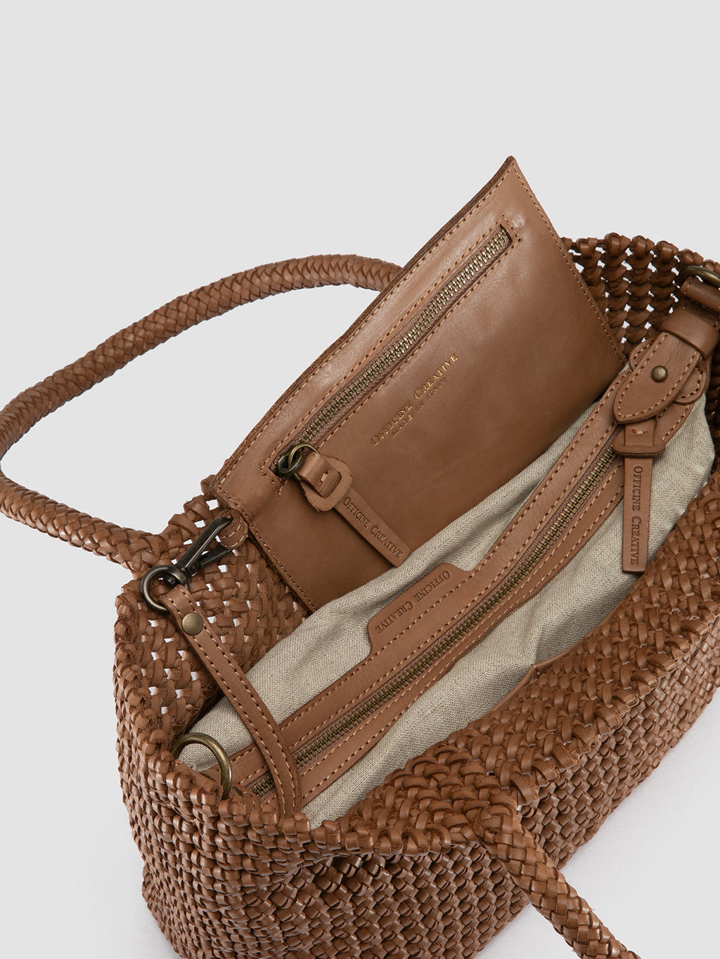 SUSAN 09 - Brown Woven Leather Shoulder Bag