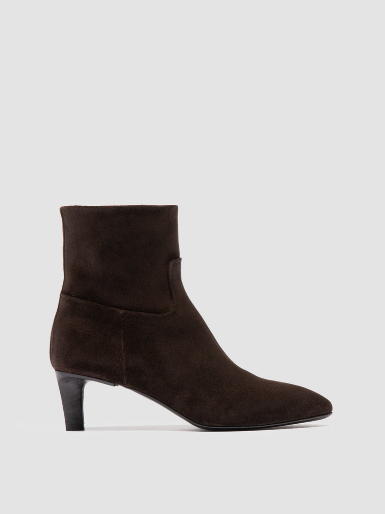SUZY 005 - Dark Brown Suede Zipped Boots