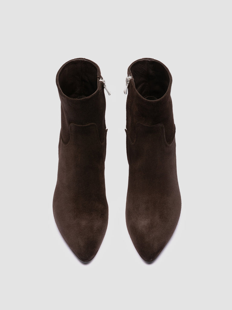 SUZY 005 - Dark Brown Suede Zipped Boots