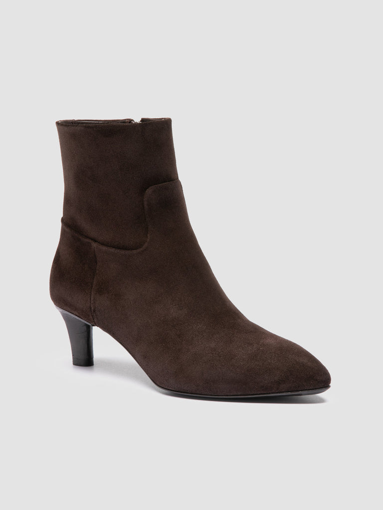 SUZY 005 - Dark Brown Suede Zipped Boots