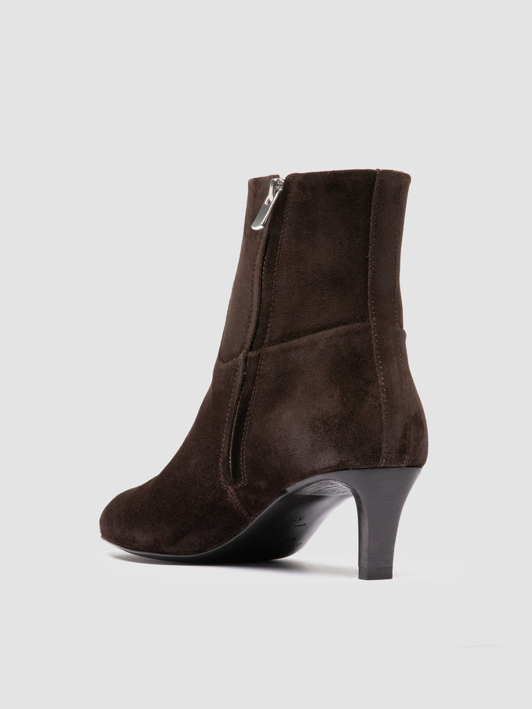 SUZY 005 - Dark Brown Suede Zipped Boots