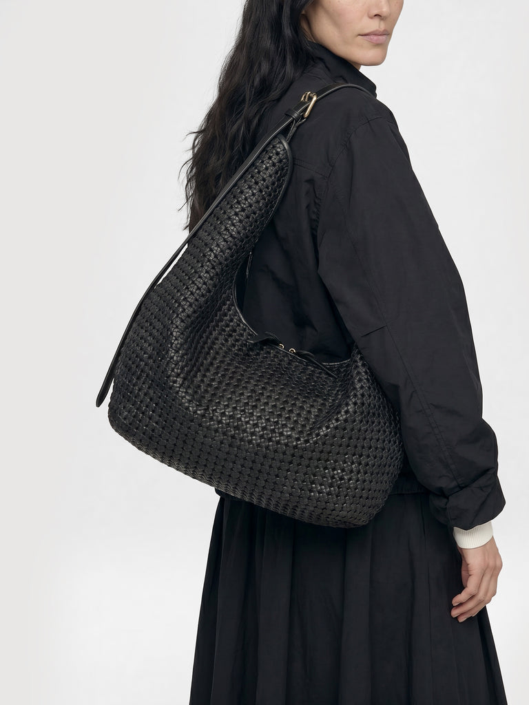 VICKY 002 - Black Leather Shoulder Bag