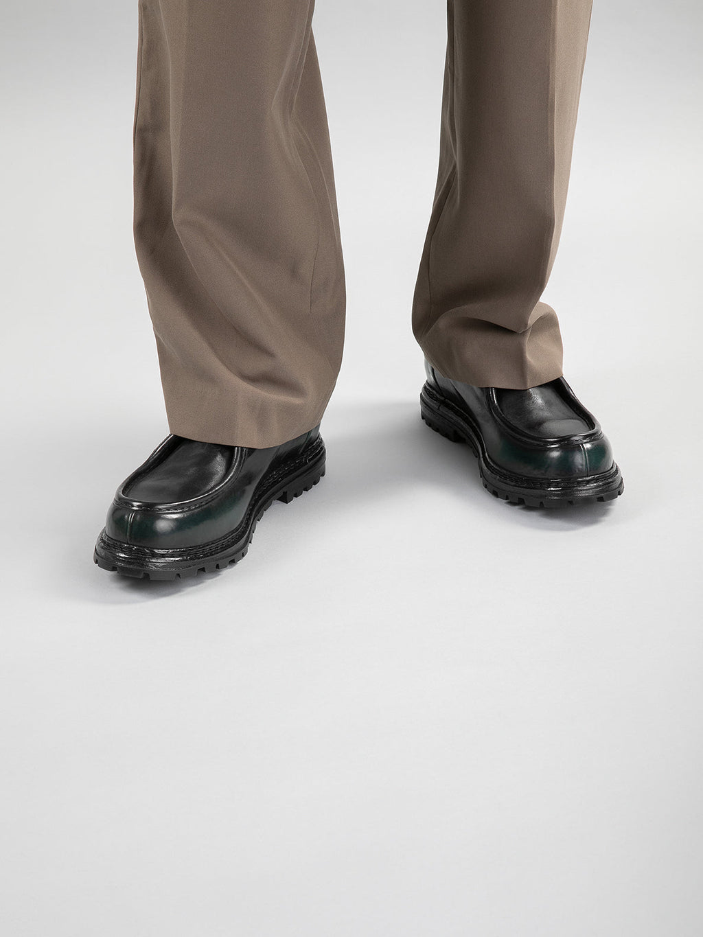 VOLCOV 009 - Dark Green Leather Derby Shoes - 5
