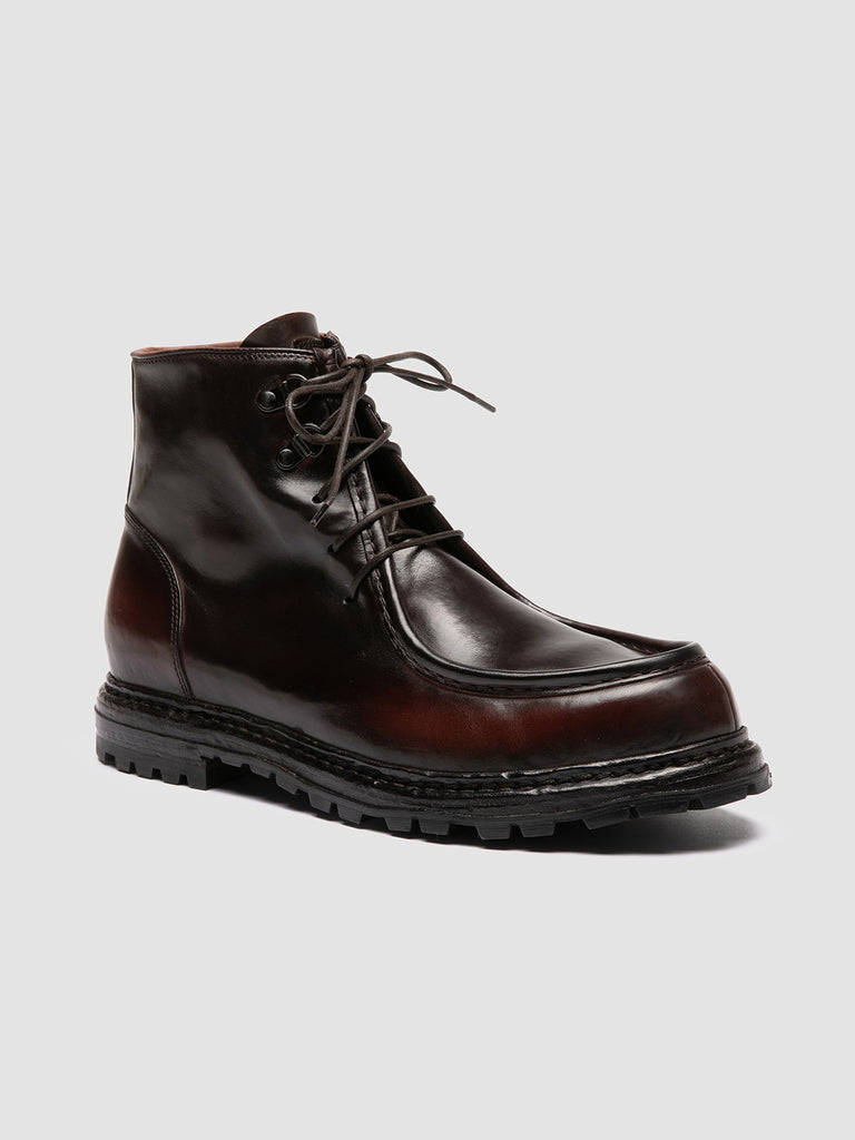 VOLCOV 010 - Dark Burgundy Leather Lace-Up Boots