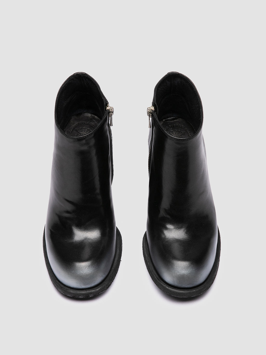 WIDE 001 - Black Leather Zipped Boots