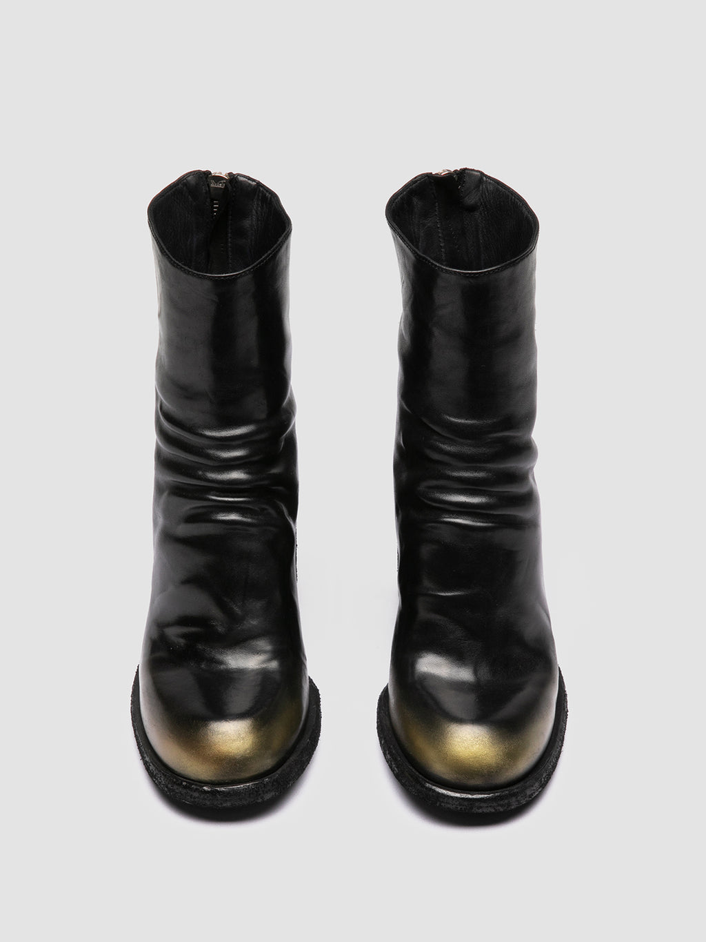 WIDE 002 - Black Leather Zipped Boots