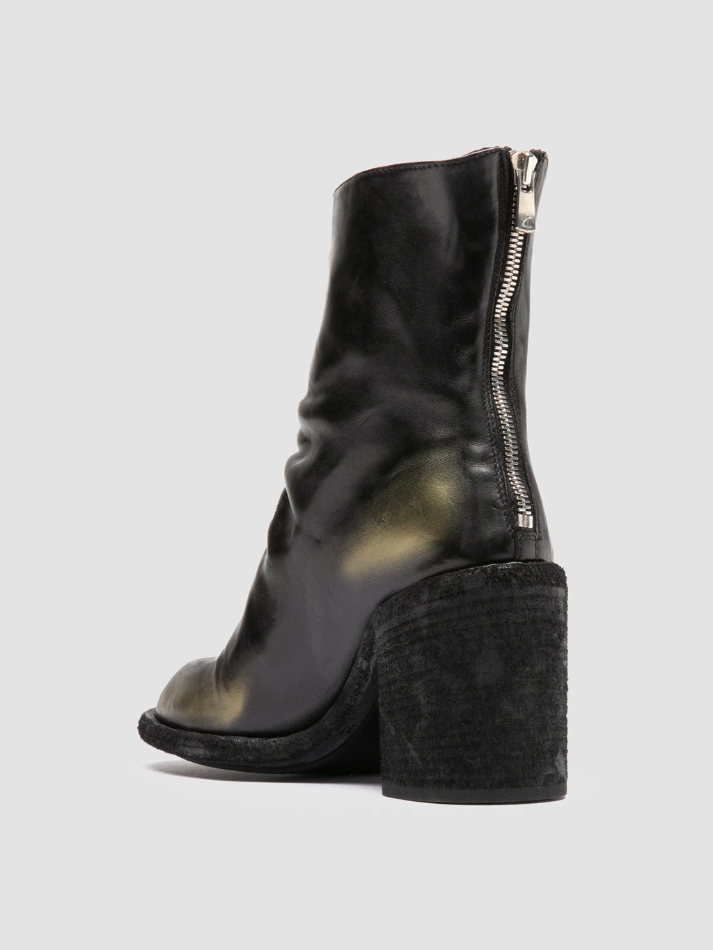 WIDE 002 - Black Leather Zipped Boots