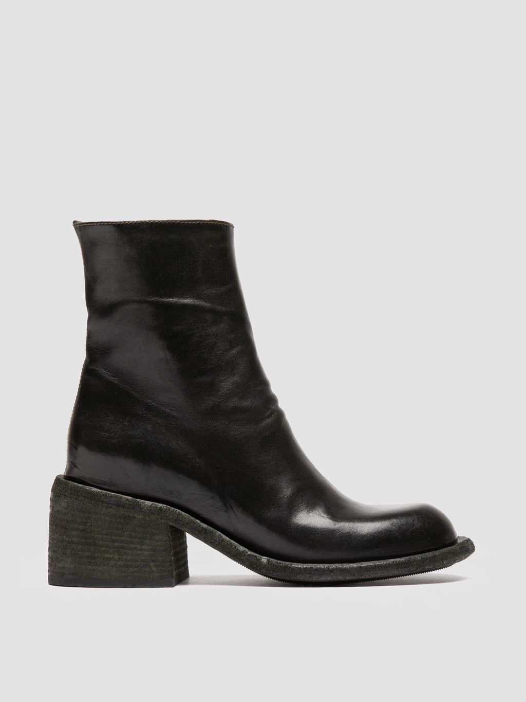 WILDS 004 - Dark Green Leather Zipped Boots - 0