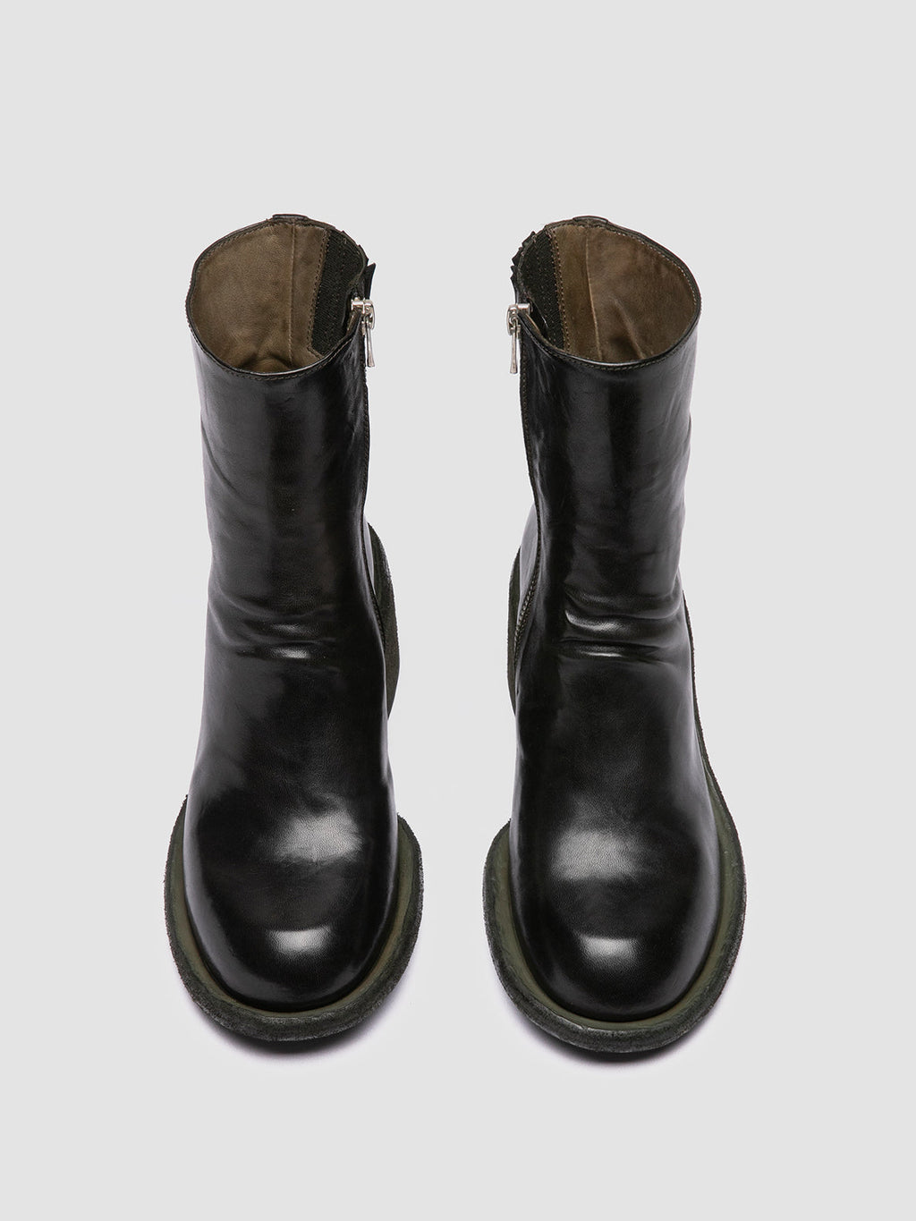 WILDS 004 - Dark Green Leather Zipped Boots - 1