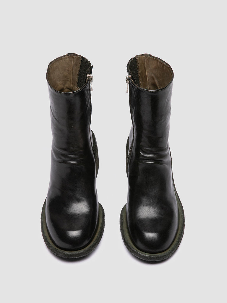 WILDS 004 - Dark Green Leather Zipped Boots-hover