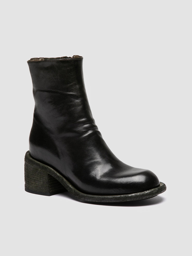 WILDS 004 - Dark Green Leather Zipped Boots