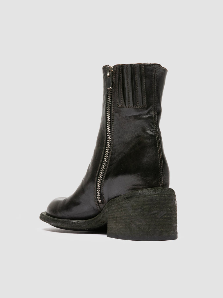 WILDS 004 - Dark Green Leather Zipped Boots