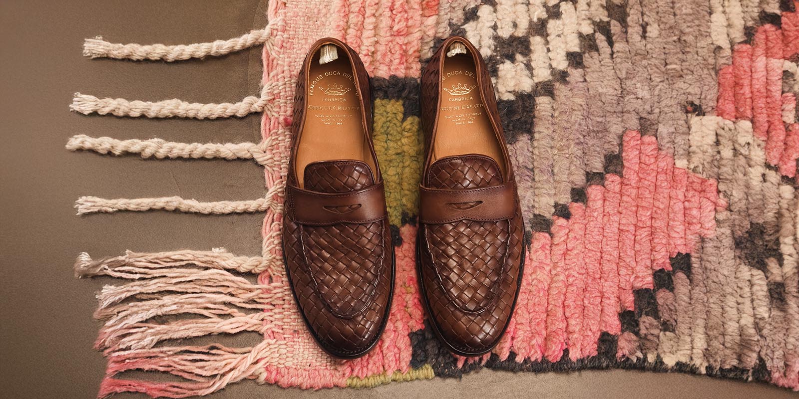 OFFICINE CREATIVE - Brown woven leather loafers