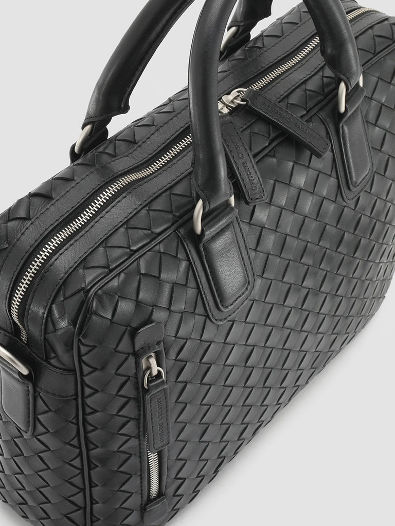 ARMOR 011 - Black Woven Woven Leather Bag