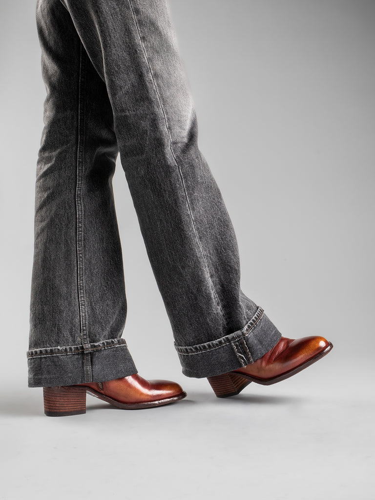 DENNER 101 Tabacco/Bordo - Brown Leather Ankle Boots Women Officine Creative - 6