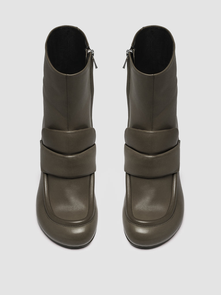 ETHEL 002 Bosco - Green Leather Ankle Boots