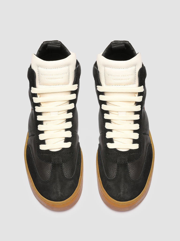 KOMBINED 102 Black Tofu - Black Leather Sneakers Latex Sole