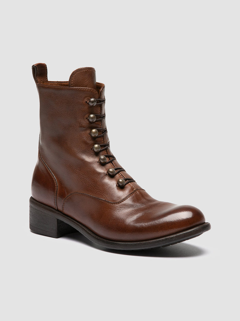 LIS 006 - Brown Leather Zipped Boots