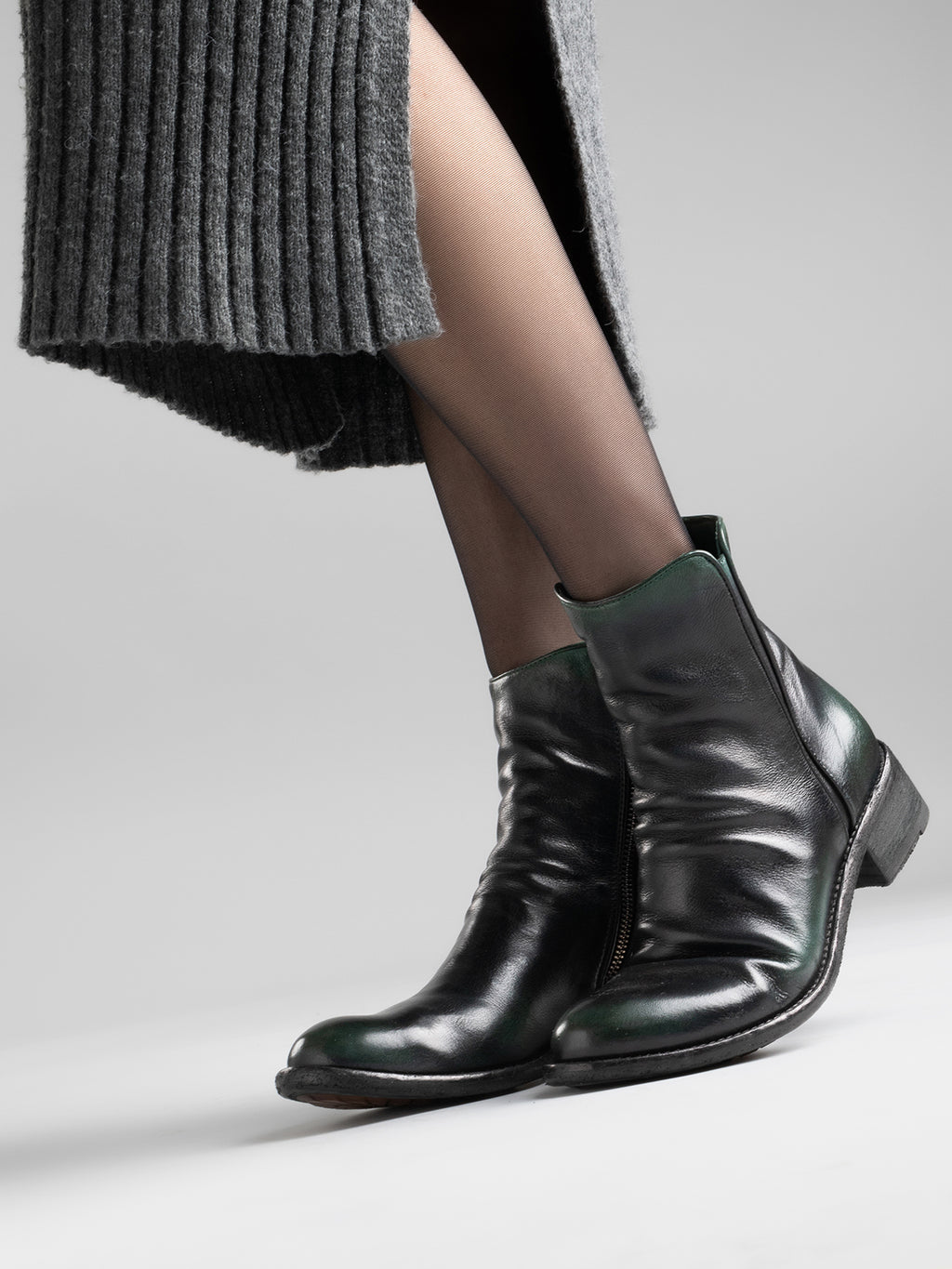 LISON 034 Boutelle/Supernero - Green Leather Ankle Boots Women Officine Creative - 7