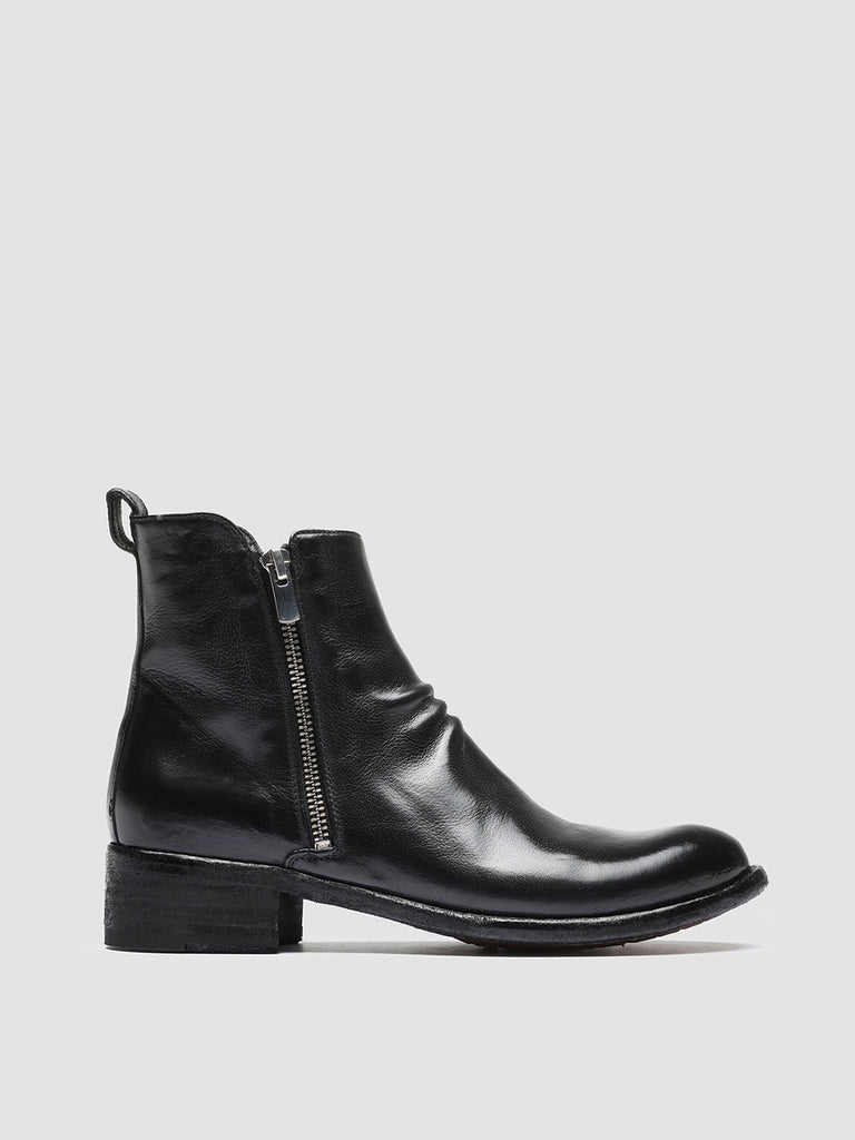 LISON 040 Nero - Black Zipped Leather Ankle Boots