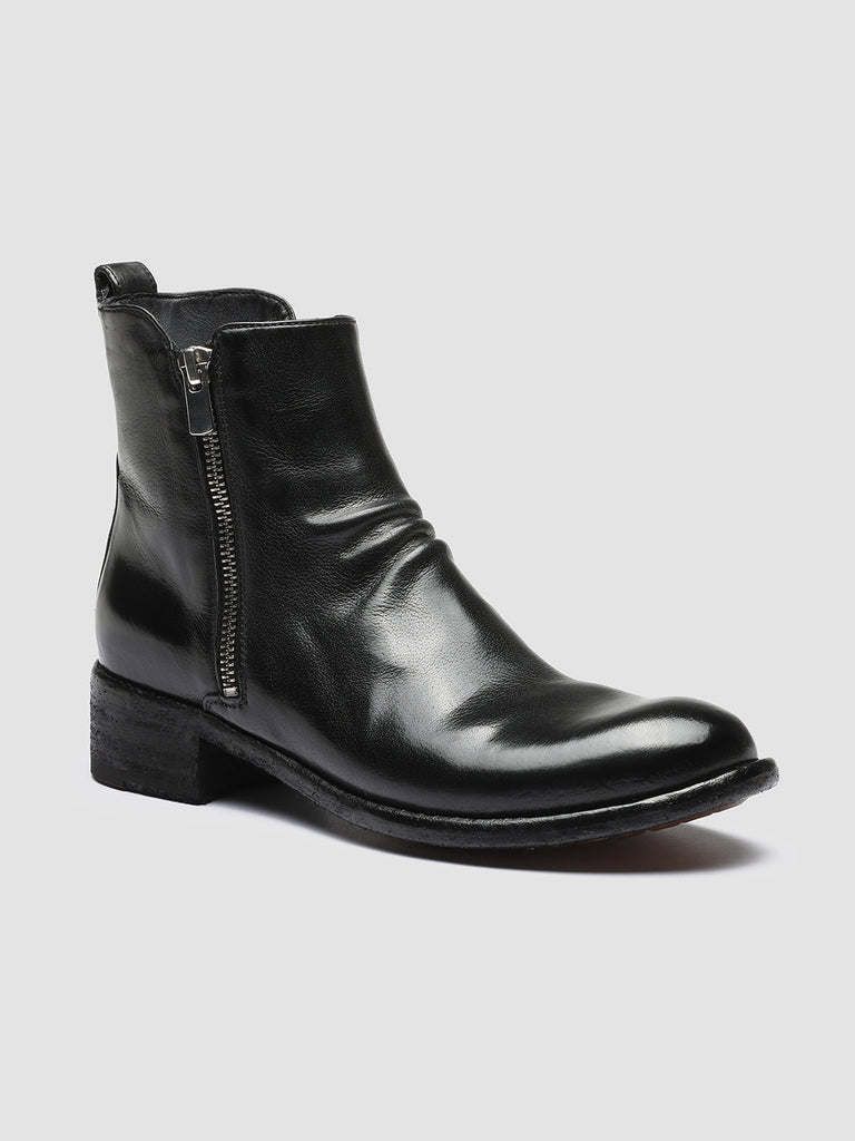 LISON 040 Nero - Black Zipped Leather Ankle Boots Women Officine Creative - 3