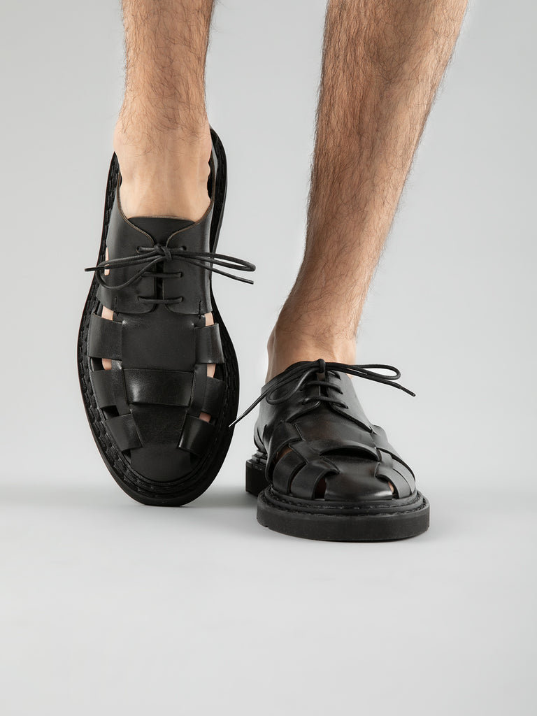 LYNDON 001 Nero - Black Nappa Leather Sandals Men Officine Creative - 6