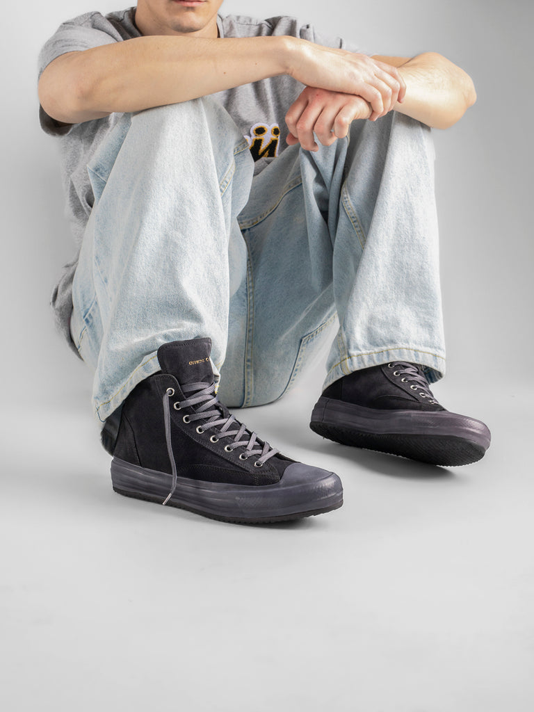 MES 011 Off Black - Black Suede High-Top Sneakers Men Officine Creative - 6
