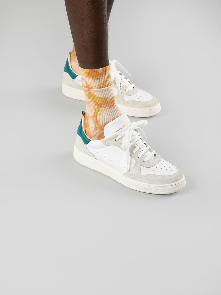 MOWER 008  Bianco/Bianco/Cactus - White Leather and Suede Sneakers Men Officine Creative - 7