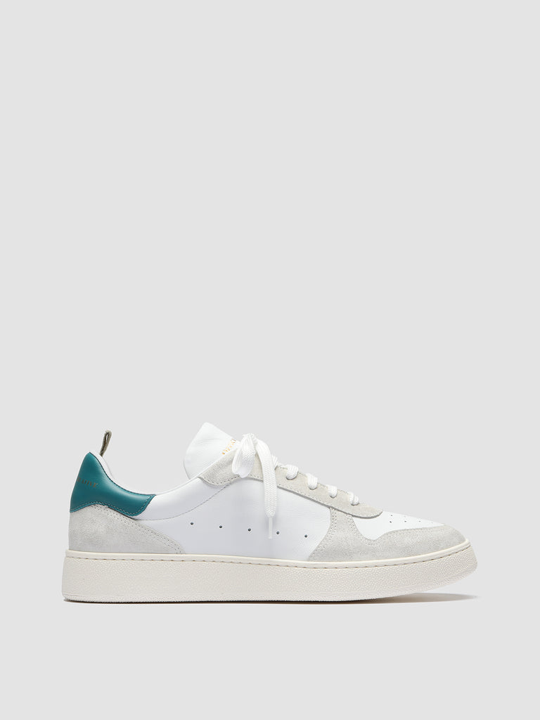 MOWER 008  Bianco/Bianco/Cactus - White Leather and Suede Sneakers