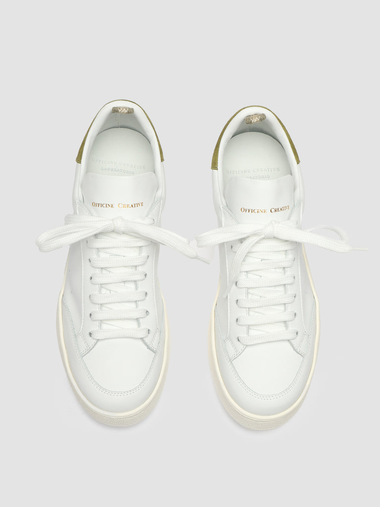 MOWER 109 Bianco/Pistacchio - White Leather Sneakers