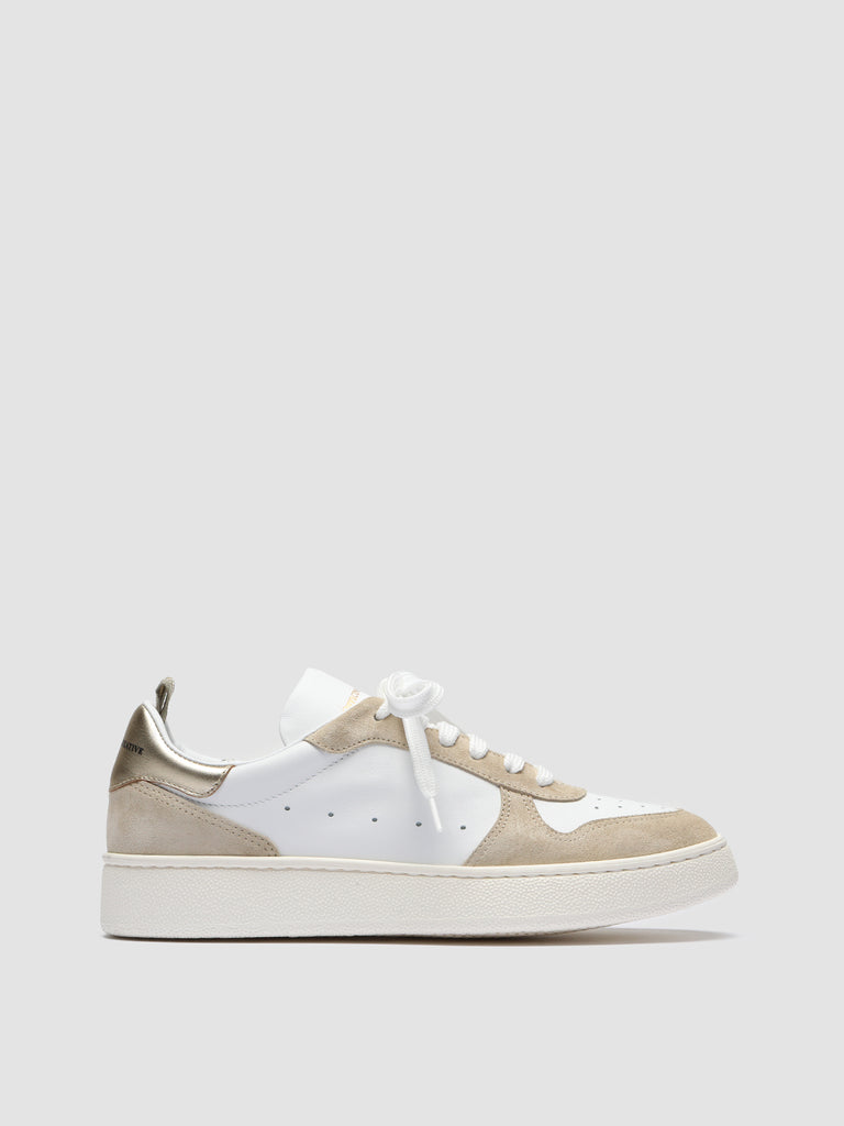 MOWER 110 Biscot/Bianco/Platino - White Leather and Suede Sneakers