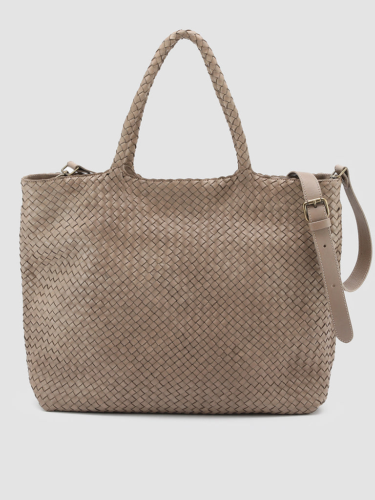 OC CLASS 35 Woven Noun - Taupe Leather Tote Bag Officine Creative - 4