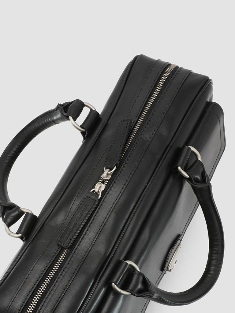 QUENTIN 03 Nero - Black Leather briefcase