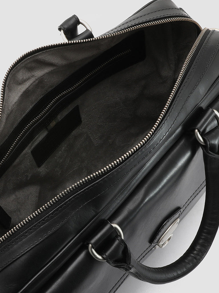 QUENTIN 03 Nero - Black Leather briefcase