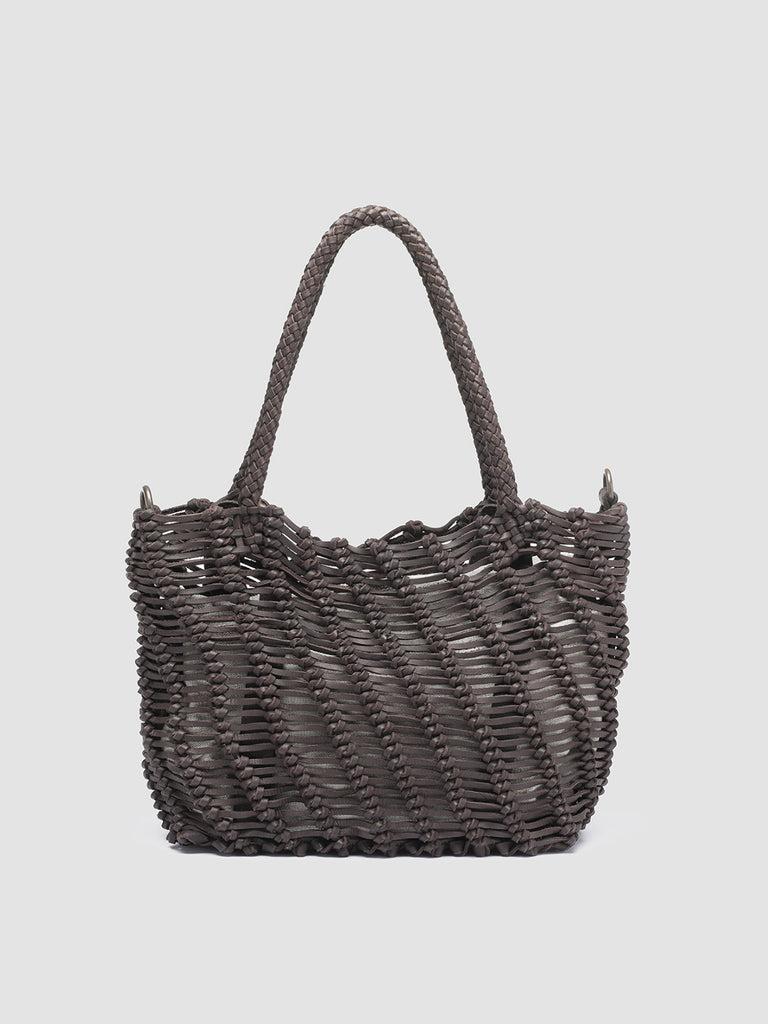 SUSAN 01 Spiral Coffee - Brown Leather tote bag