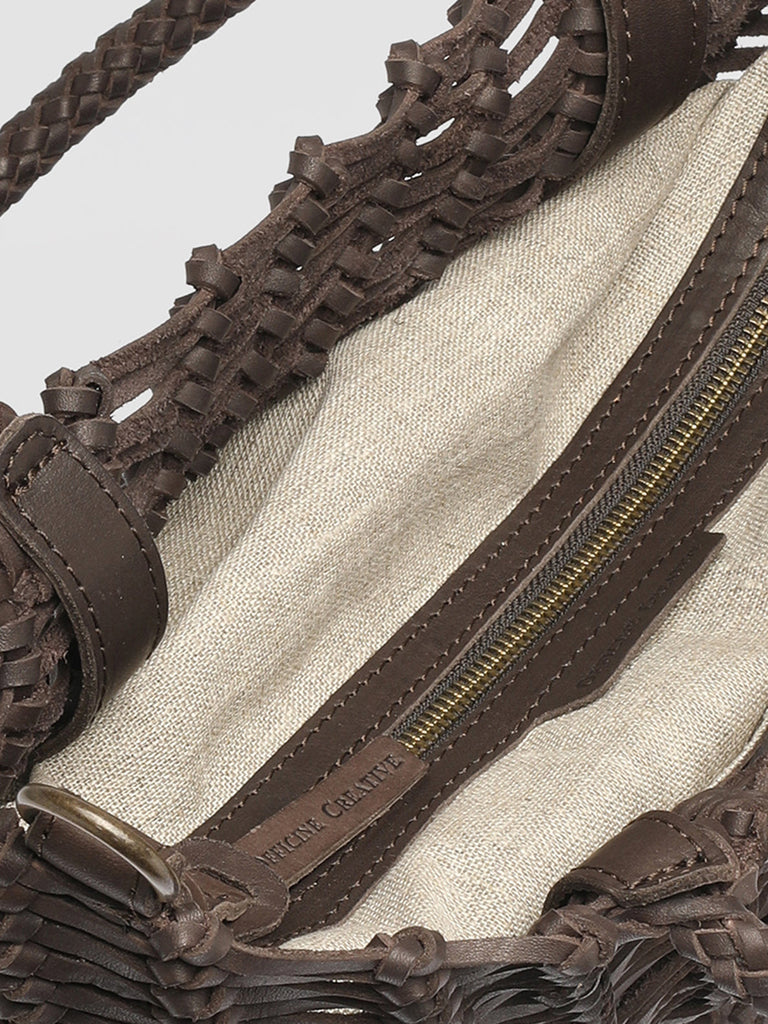 SUSAN 01 Spiral Coffee - Brown Leather tote bag
