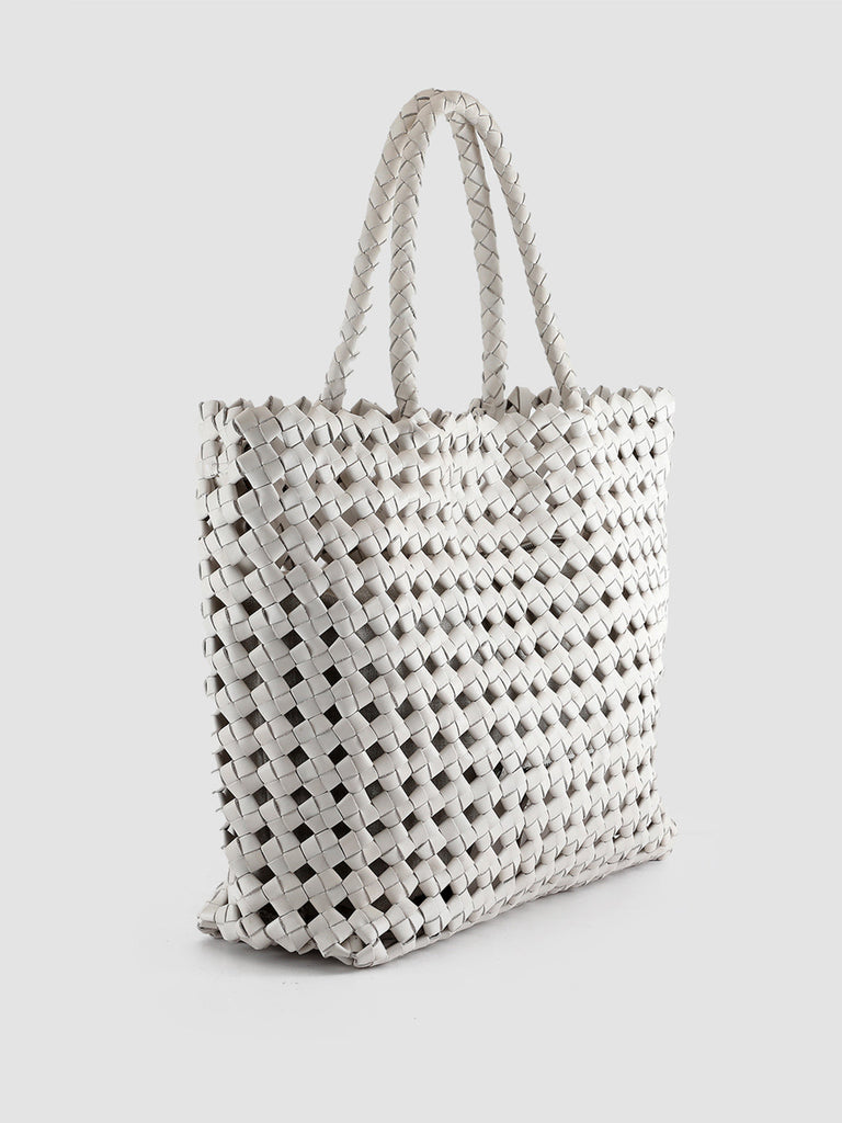 Women's Taupe Leather Tote Bag: OC CLASS 35 Woven – Officine