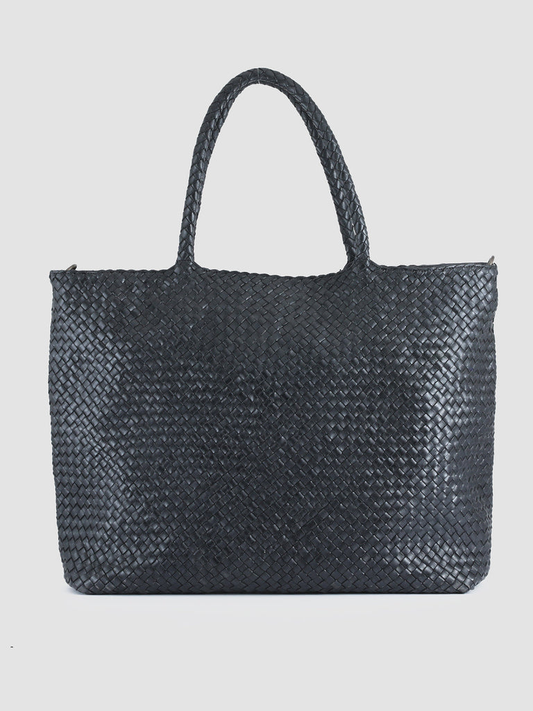 OC CLASS 35 Woven Nero - Black Leather Tote Bag